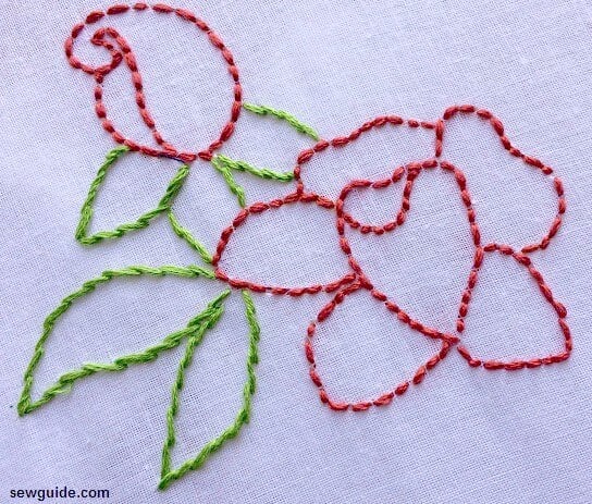 Rose stitched with back stitches 