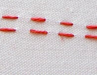 running stitch photo pf a running stitch made on fabric