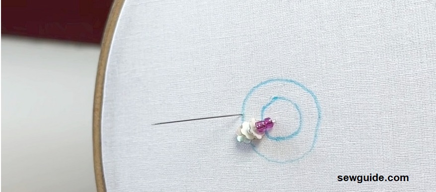stitch sequins on the circle