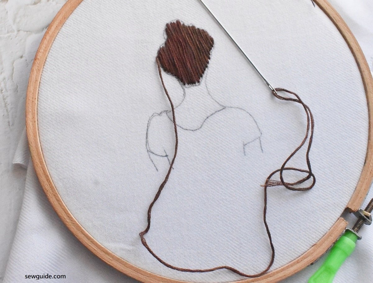 start stitching from outer edge of head