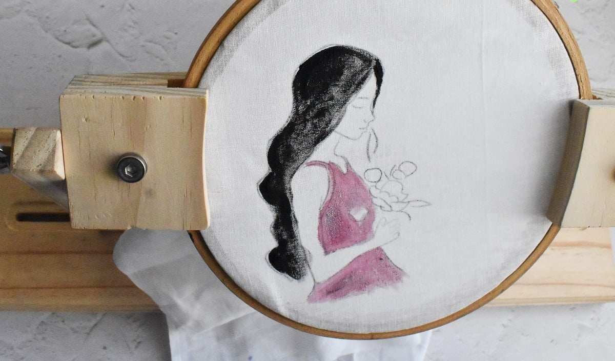 a coat of fabric paint over the silhouette