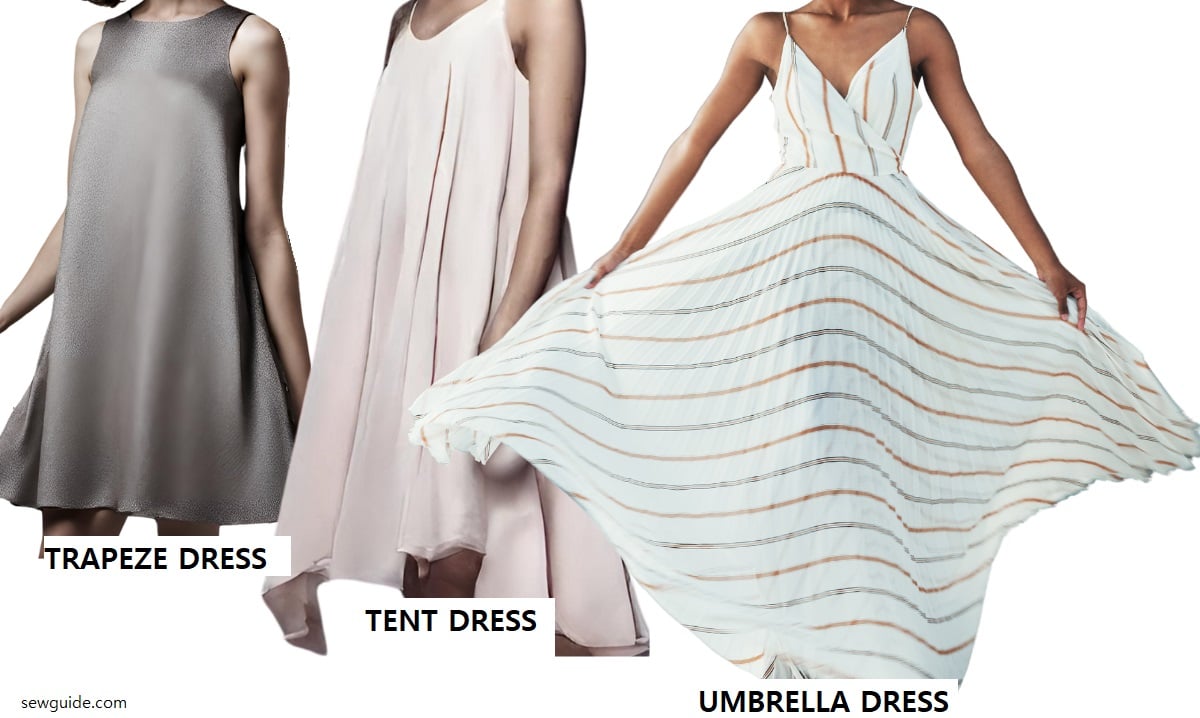 tent dress, trapeze dress and umbrella dress