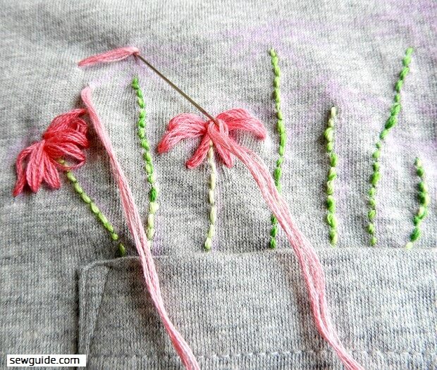 simple flowers with straght stitches