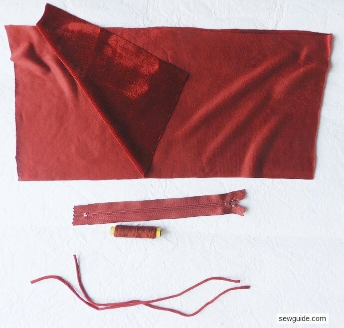 tube top diy -materials, fabric , a zipper, needle and thread