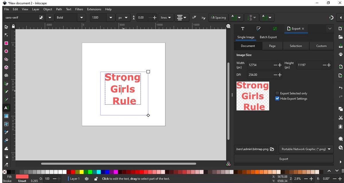 text design for tshirt printing - made on inkscape - screeshot