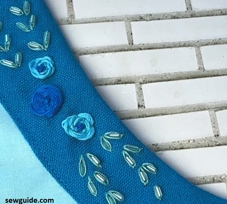 woven rose on a neckline