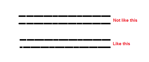 make uneven back stitches