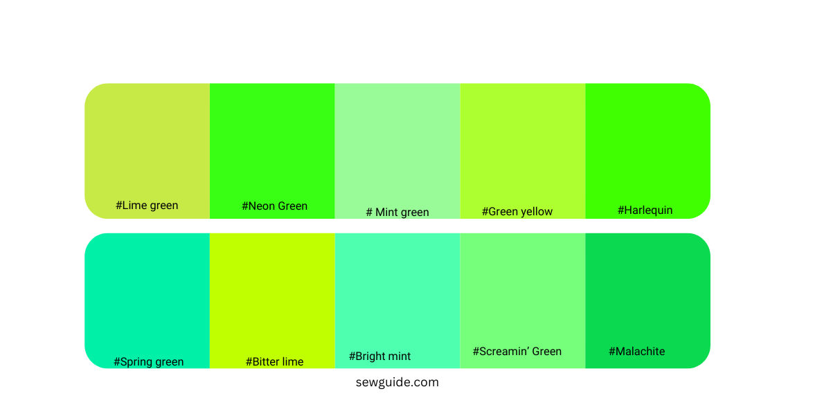 green color - bright shades 