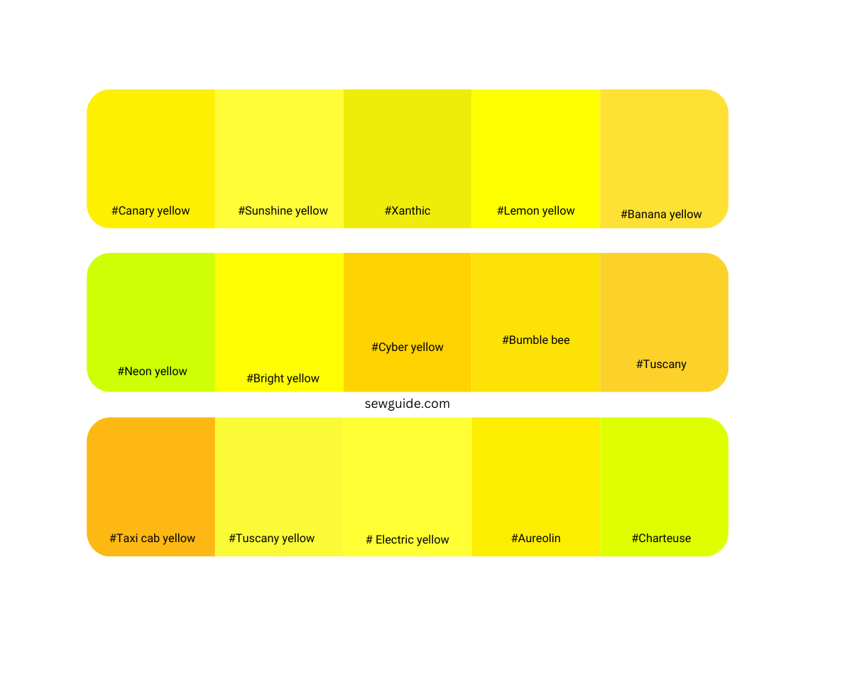 bright shades of yellow