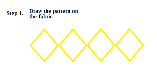 draw the kutch work design on fabric as diamond shapes