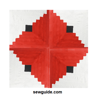 joining 4 LOG CABIN BLOCKs to form a design