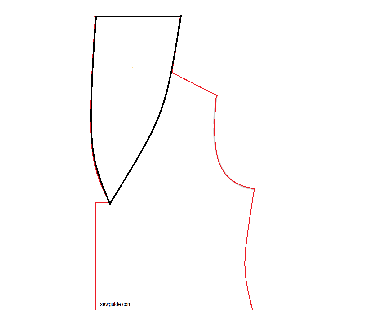 draw the outline of the shawl collar facing