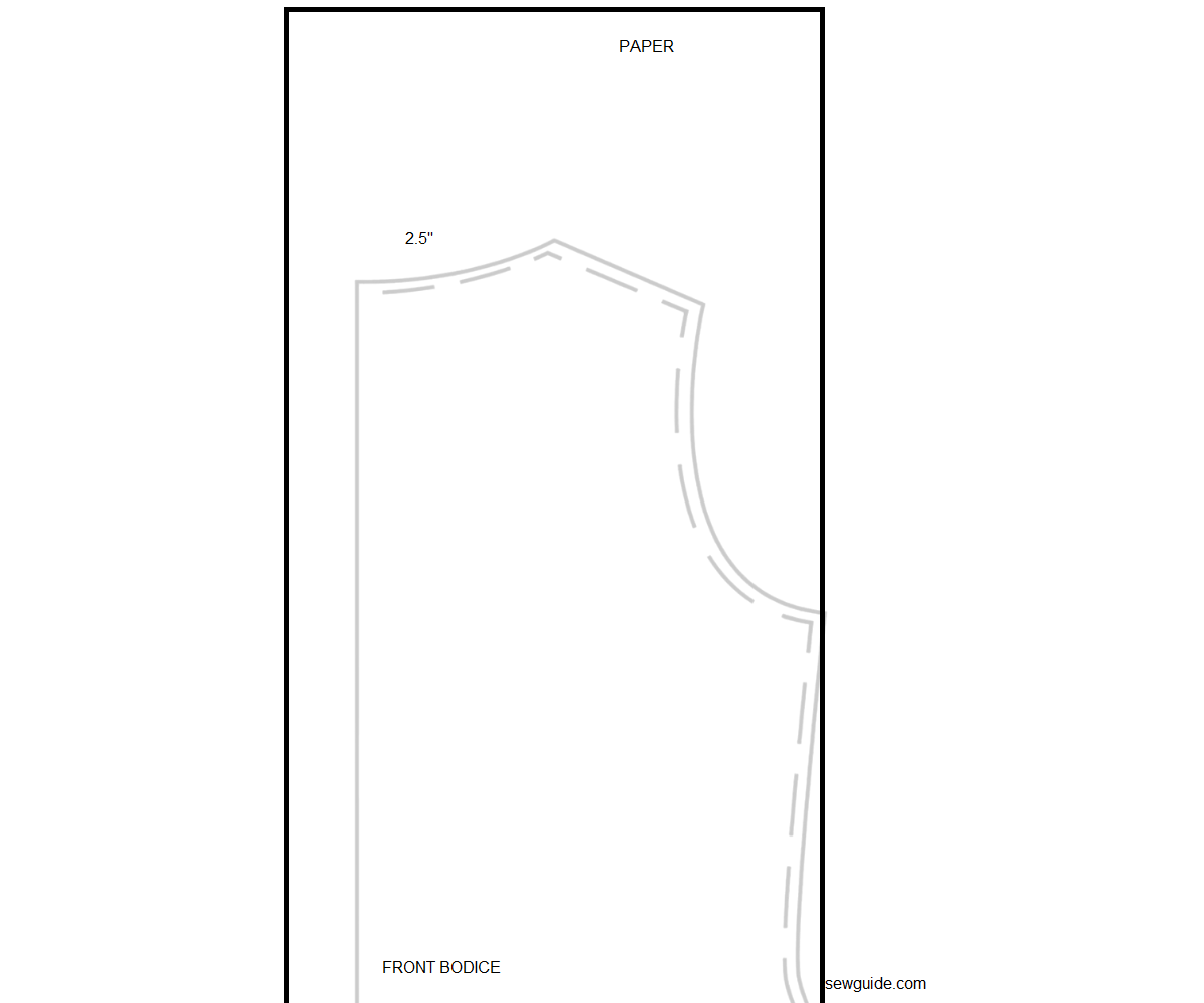 the front bodice for drawing the shawl collar pattern